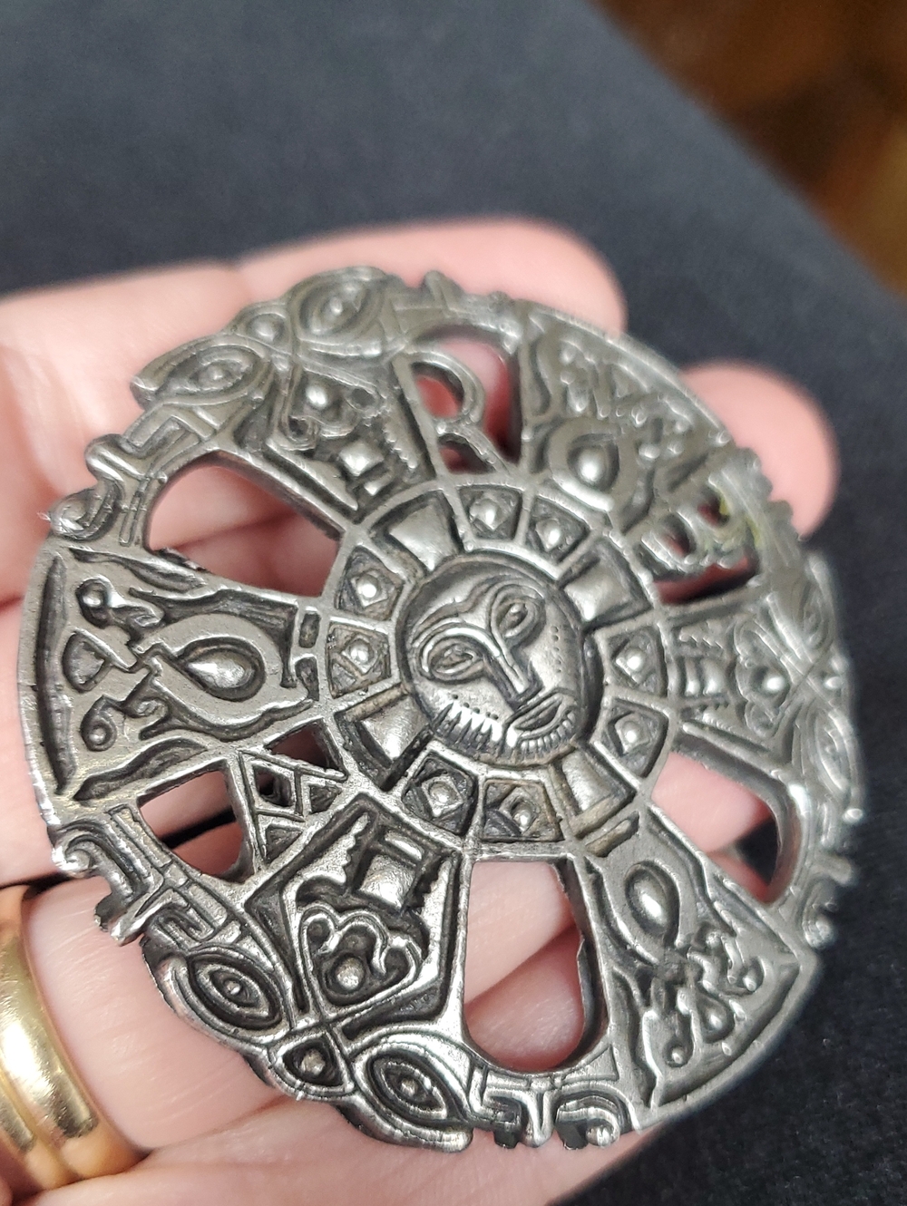 Vintage Medievel Art Silver Sunface Medallion Pendant - Picture 6 of 13